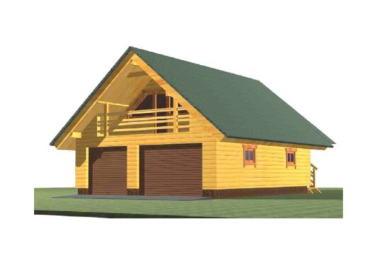 Log Garage for two vehicles with office #BG-117