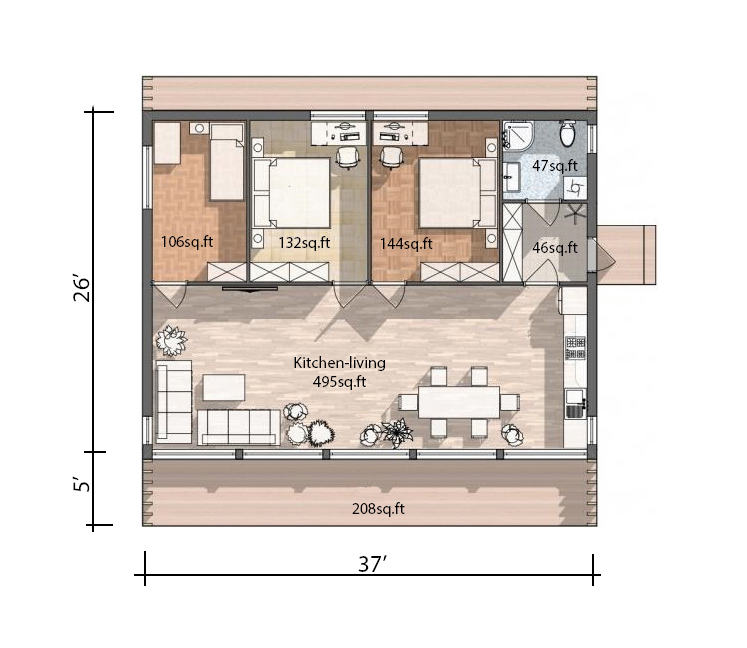 Solid Wood House #CLT-110 (Barn) | EcoHouseMart