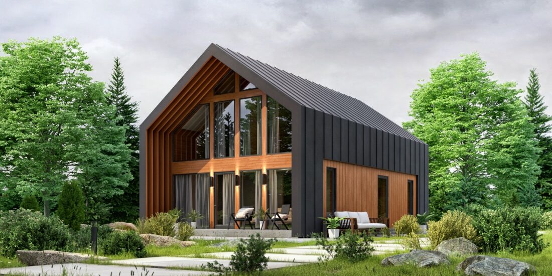 SOLID WOOD HOUSE #СLT-132B (BARN) | EcoHouseMart