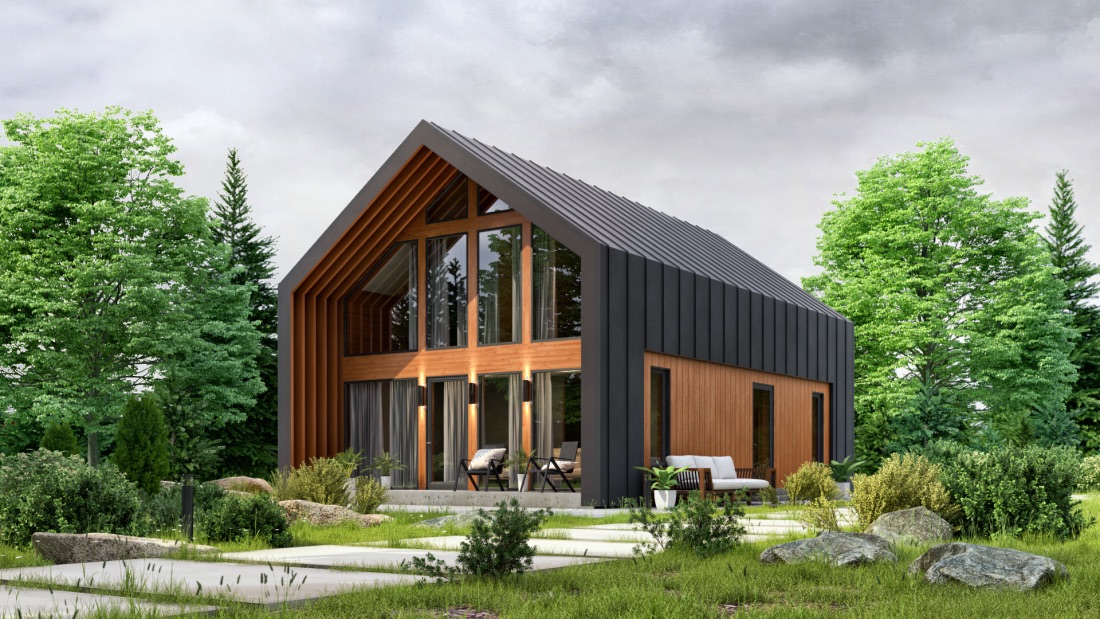 SOLID WOOD HOUSE #СLT-132B (BARN) | EcoHouseMart