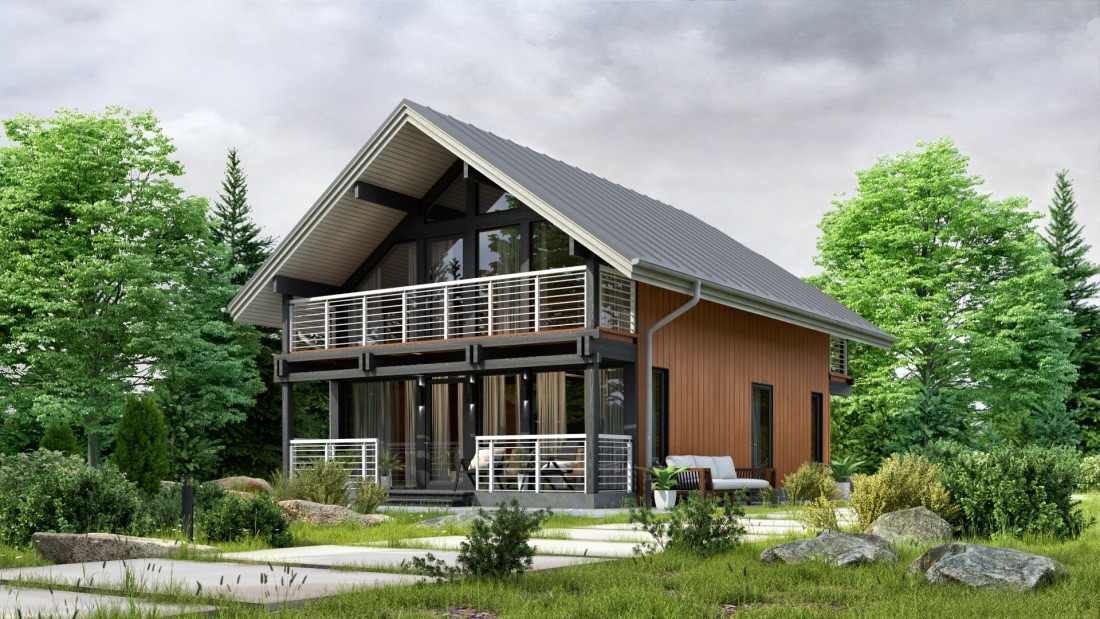 SOLID WOOD HOUSE #СLT-132B (CHALET) | EcoHouseMart