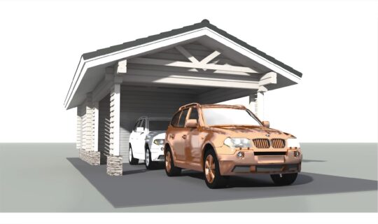 Log garage with carport LG-36